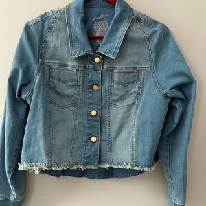 Universal Thread Blue Denim Jacket with Frayed Hem